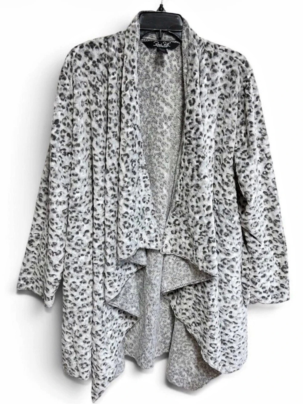 René Rofé Sleepware waterfall cardigan Size Large leopard print Loungewear Cozy